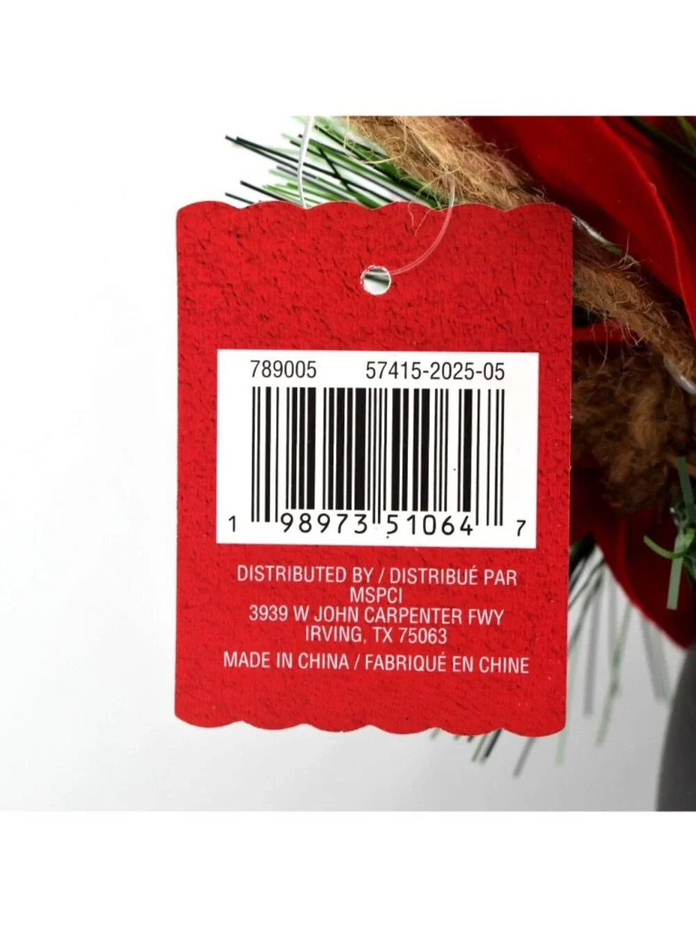 Jumbo Black Christmas Jingle Bell Ornament With Pine & Red Bow